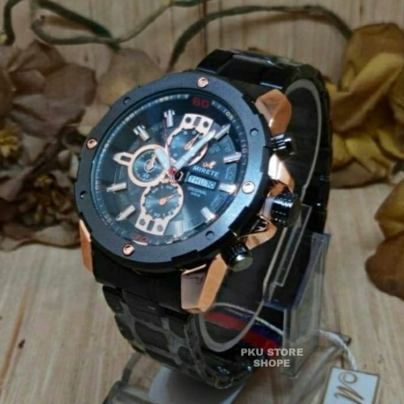 Tanggal Dan Hari Aktif Jam Tangan MIRETE Pria Water Resistant Body Gold Jam Pria Import Sporty Jam Mirete 7899 JAM Tangan Cowok Terlariss Jam Tangan Pria Murah Mirete Original Mirete Free Box /Jam Tangan Kasual Analog Pria Tahan Air MIRETE ORIGINAL