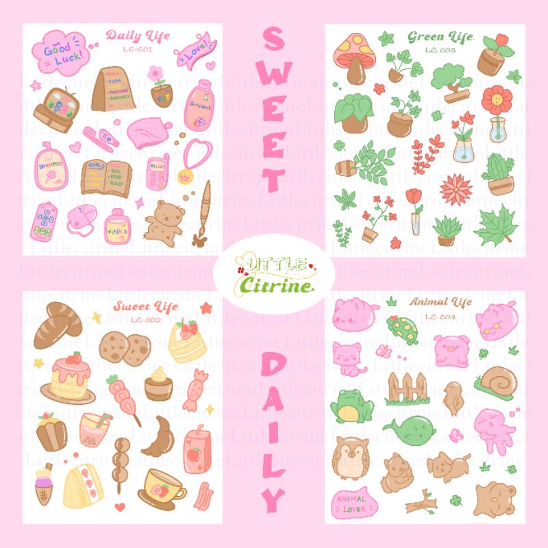

Sticker Lucu | Daily Sweet Green Animal | Deco journal