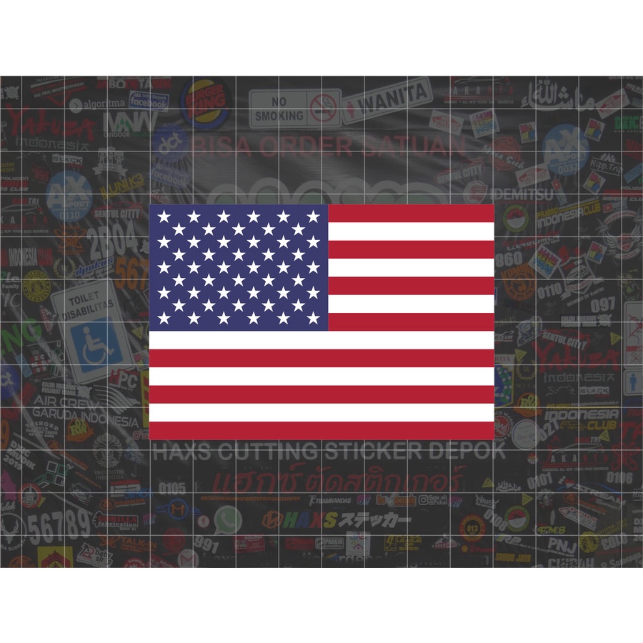 Cutting Sticker Bendera Amerika Ukuran 8 Cm Untuk Motor &amp; Mobil