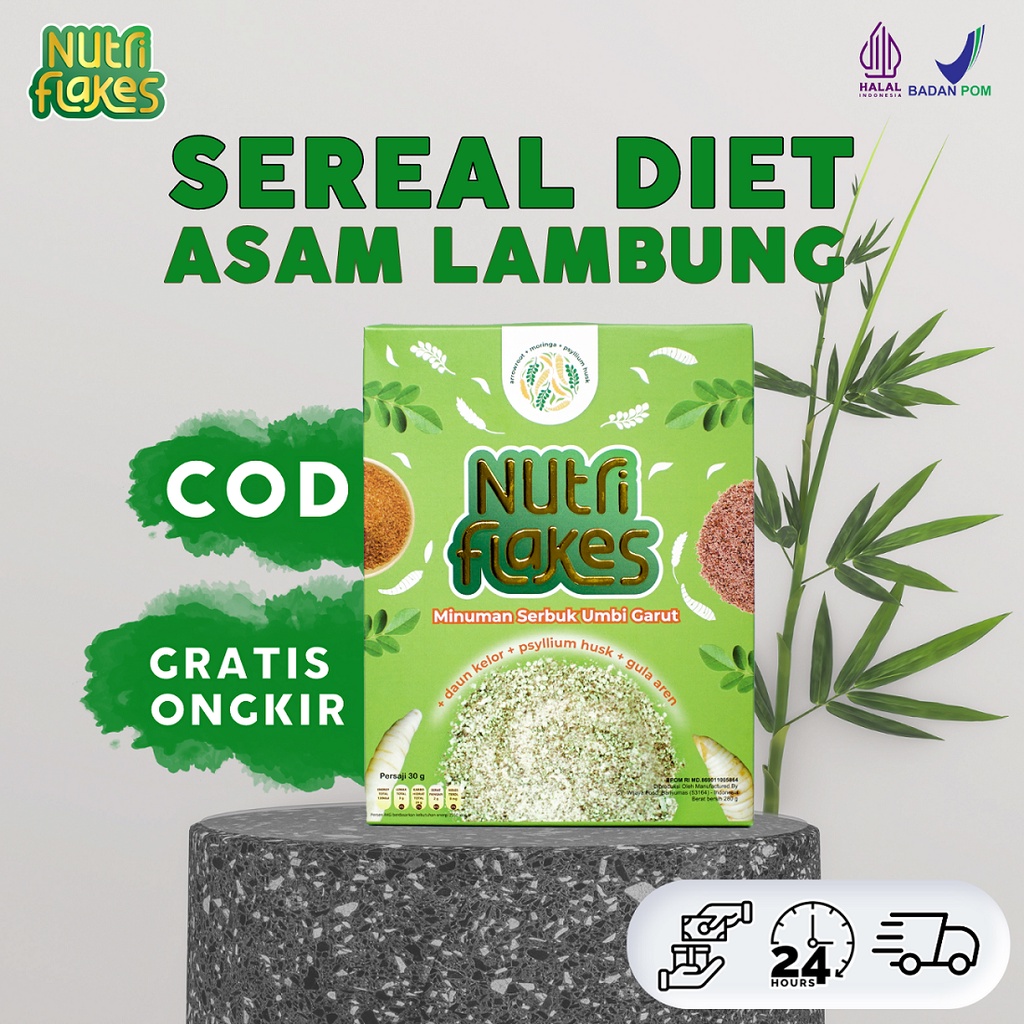 

NUTRIFLAKES SEREAL UMBI GARUT UNTUK PENDERITA ASAM LAMBUNG MAAG GERD SALURAN PENCERNAAN DIET