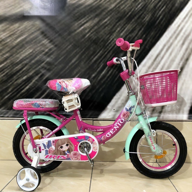 Sepeda anak mini 12 inc genio ada keranjang dan boncengan buat anak 3-6 tahun
