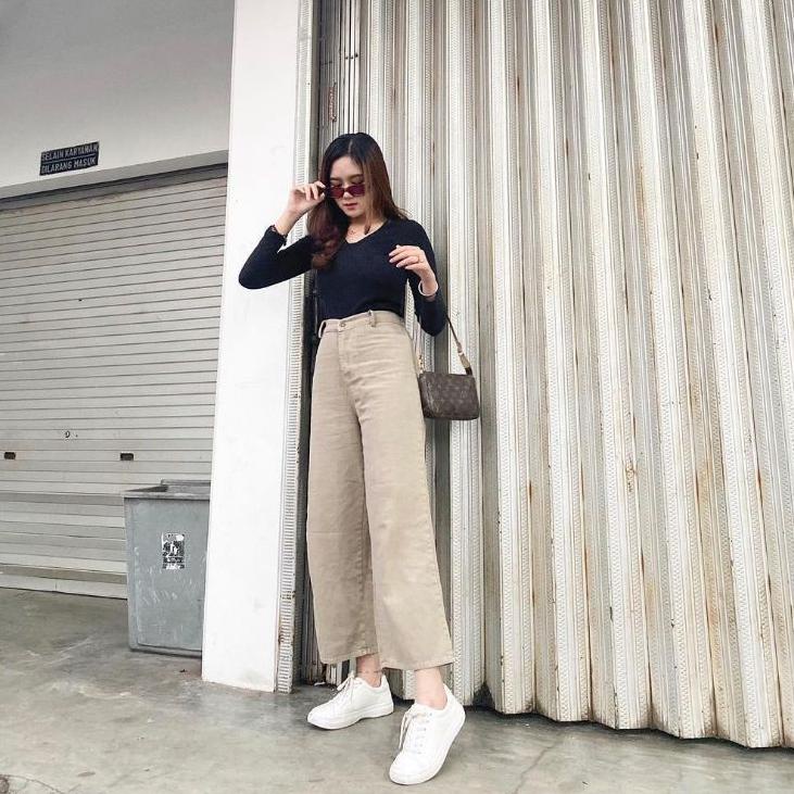 Ready Celana Kulot Wanita Jeans Warna Kulot Lilac Putih Army Coklat Kh Jins Masakini