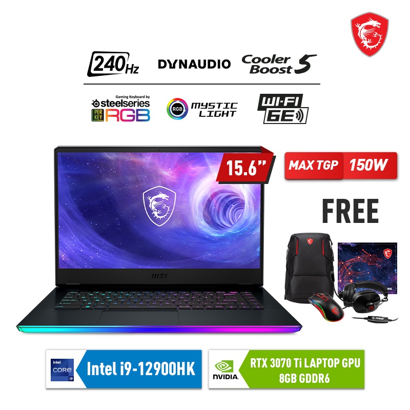 MSI Raider GE66 12UGS - 404ID |  i9-12900HK | 16GB | 1TB | RTX3070Ti | 15,6" UHD | W11 Home | 2 Year