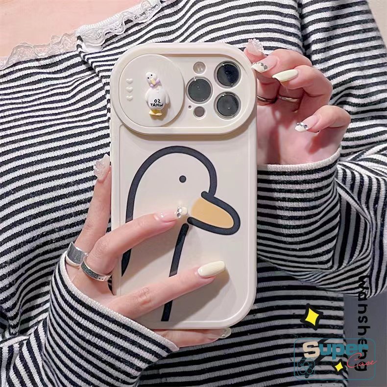 Soft Case TPU Motif Kartun Bebek 3D Untuk iPhone 11 XR 7 8 Plus 7Plus 8Plus 11 12 13 Pro MAX X XS MAX