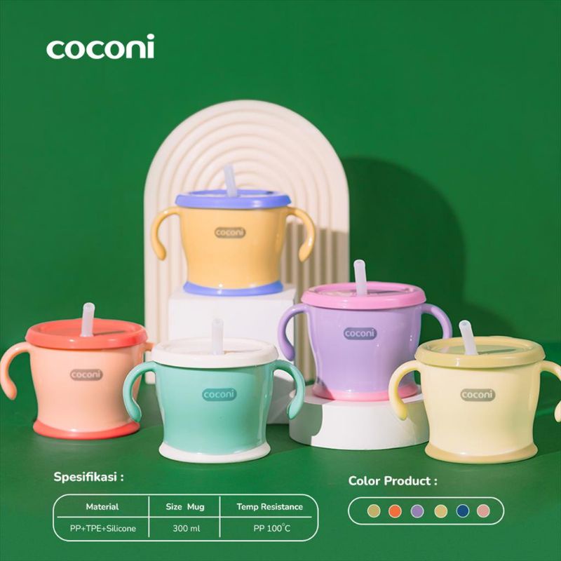 Coconi Early-age Straw Training Mug / Gelas Bayi Belajar Minum