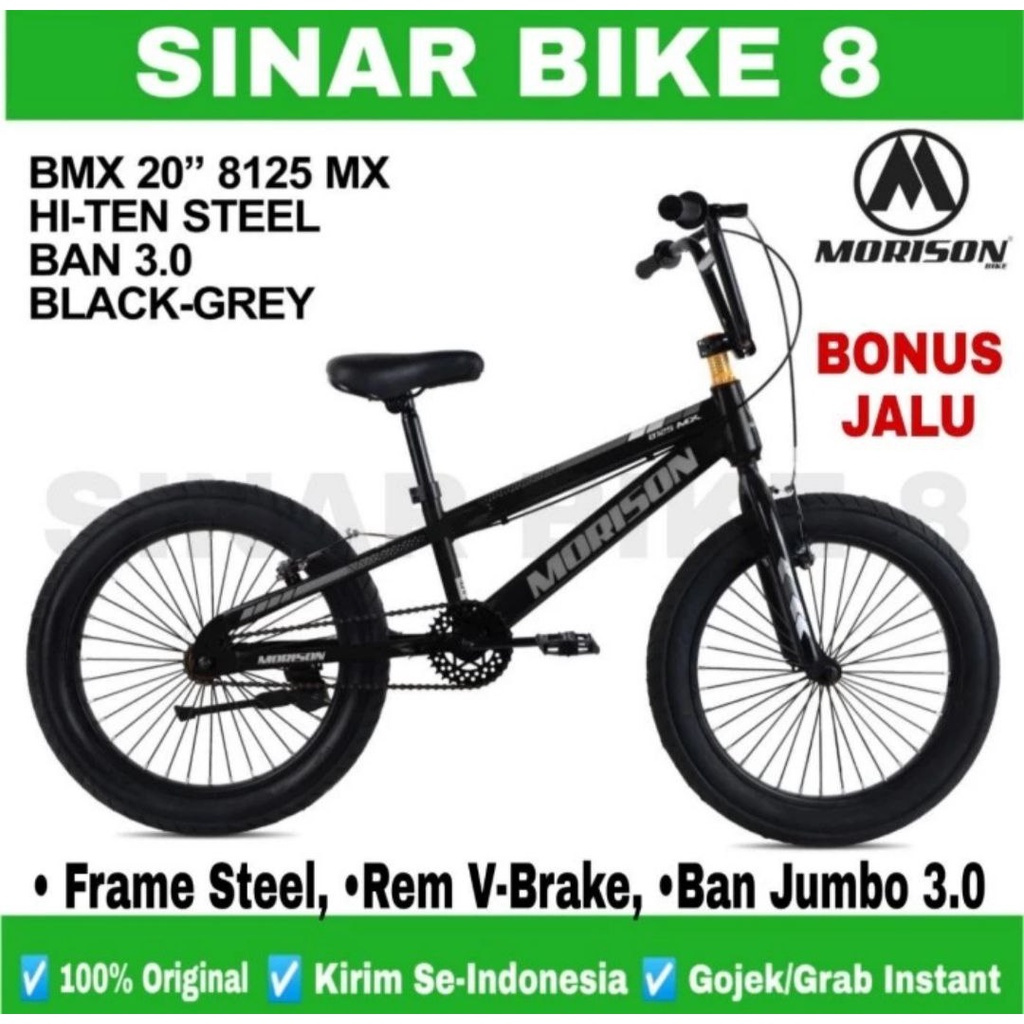 Sepeda Anak Laki Ukuran 20 Inch BMX MORISON 8125 HX, 8125 MX Ban Jumbo 3.0