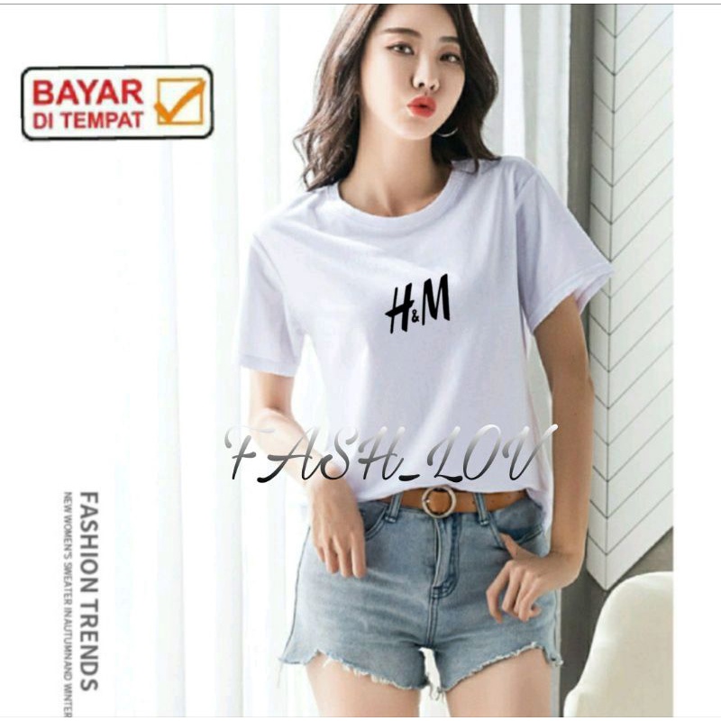 KAOS OBLONG WANITA/BAJU KAOS WANITA LENGAN PENDEK COTTON COMBED MOTIF H.M