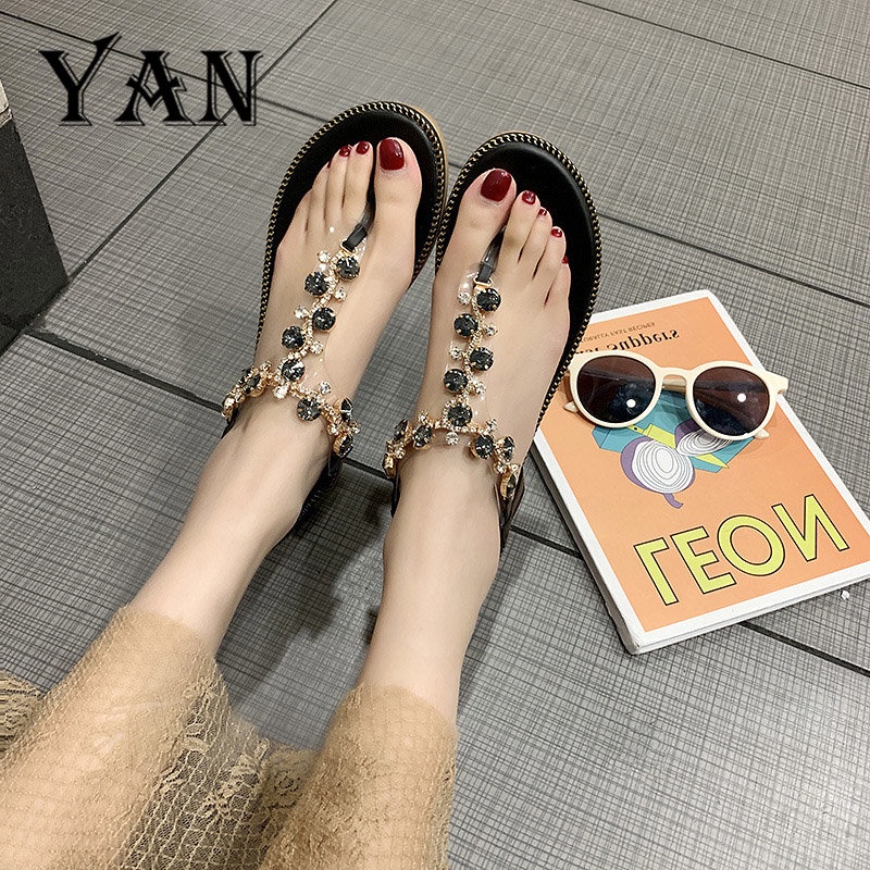 YAN Sandal Pantai Tali Wanita Sendal Jepit Wanita Karet Casual Sandal Wanita