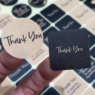 

STICKER STIKER LABEL SEGEL THANK YOU KRAF COKLAT RUSTIC BULAT KOTAK CUSTOM