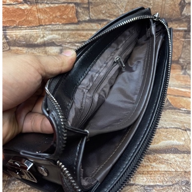 Handbag Clutch Braun Buffel Tas Tangan Lock Kunci Pria_Wanita Kulit Premium Import