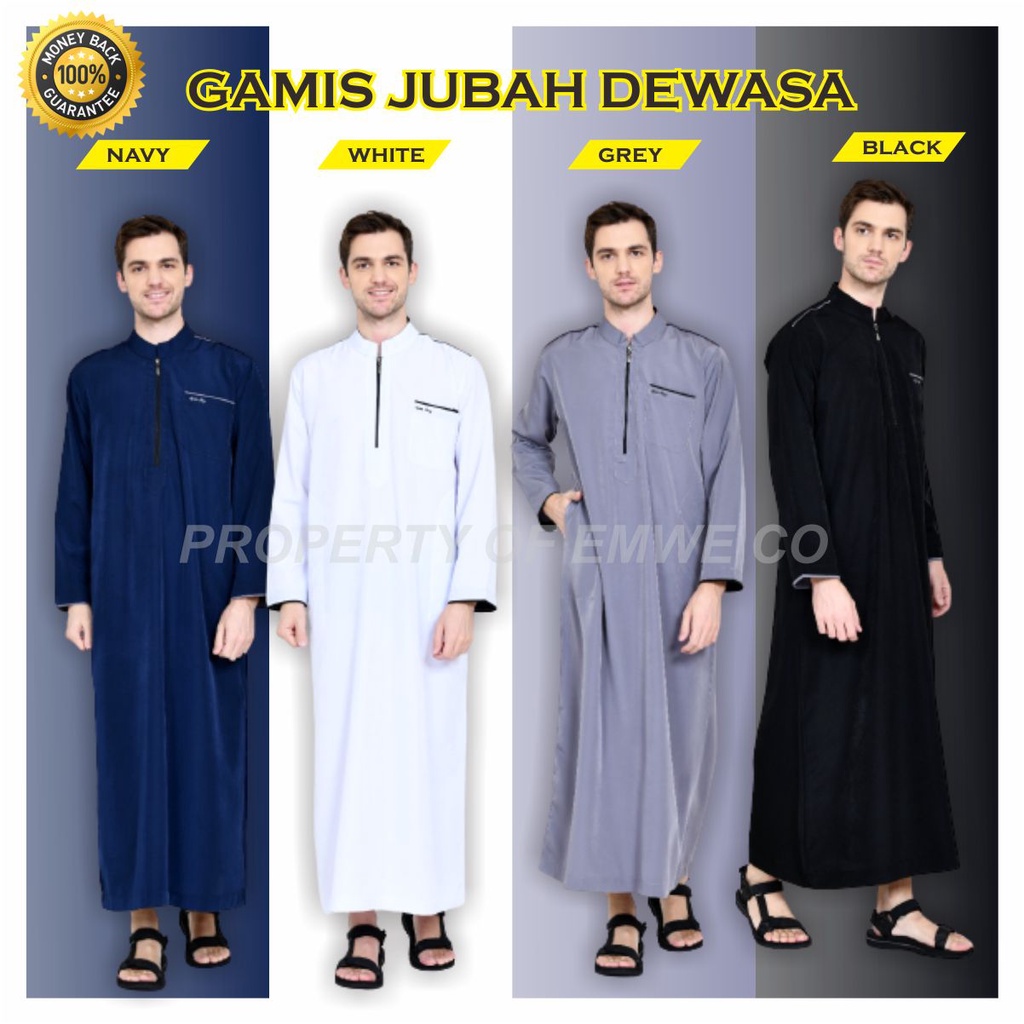 Jubah Pria Polos Premium Bahan Adem Berkualitas Model Haramain Lengan Panjang