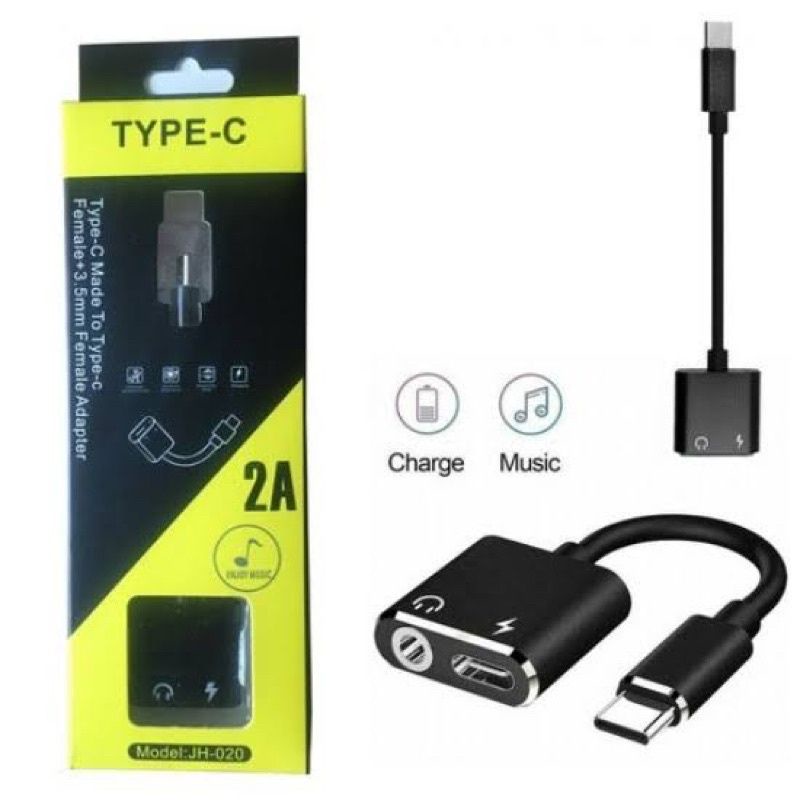 [Barca] Adaptor Converter 2 in 1  Audio Type C 2 IN 1 Jack 3.5mm to Type C Sambungan Audio JH020