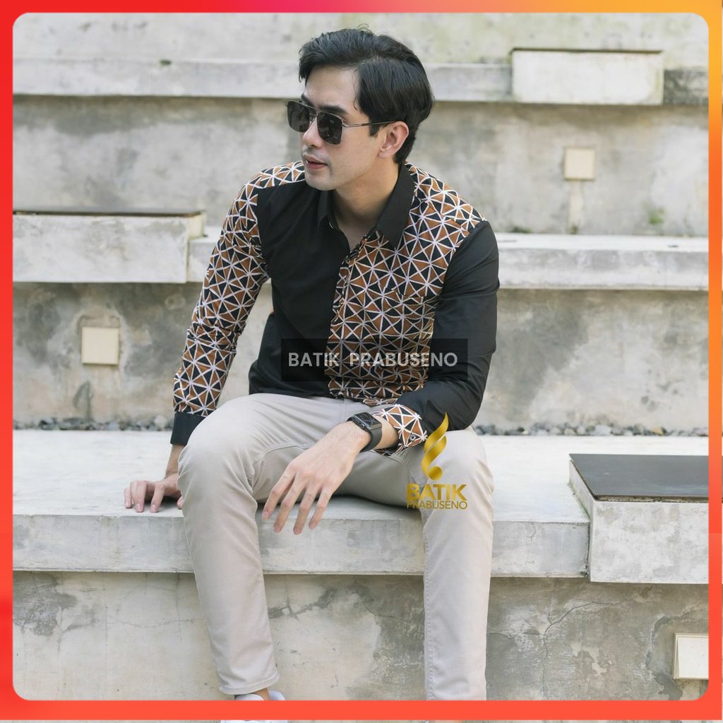 HARTAUMAWA Kemeja Batik Pria Lengan Panjang Slim Fit Slimfit Original Ori Prabuseno Full Furing Jumb
