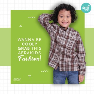 Atasan Kemeja Anak Laki Laki Kotak Kotak Bahan Flanel Adem AFRAKIDS Baju Anak Lengan Panjang dan Pen