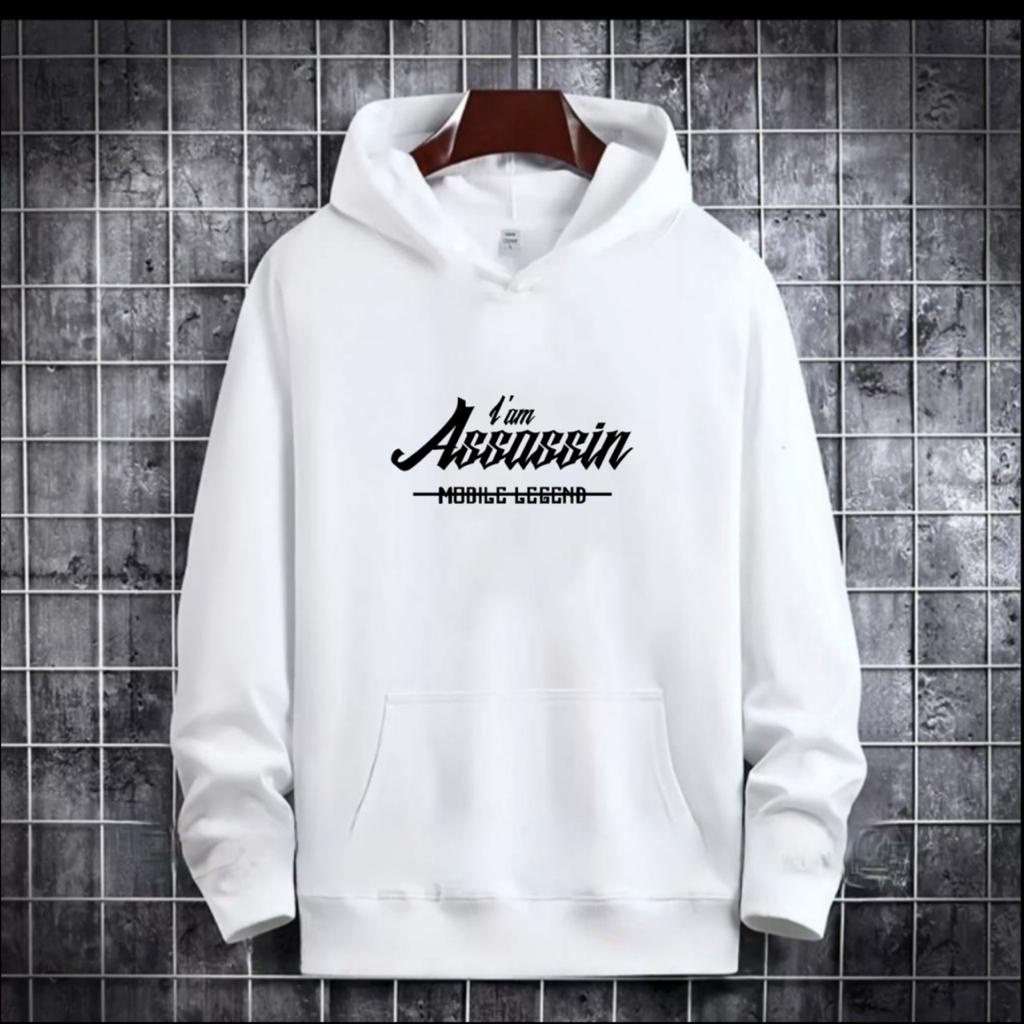 SWEATER HOODIE TULISAN I AM ASSASSIN / HOODIE MURAH TERLARIS / HOODIE POLOS / HOODIE PRIA DAN WANITA / UNISEX