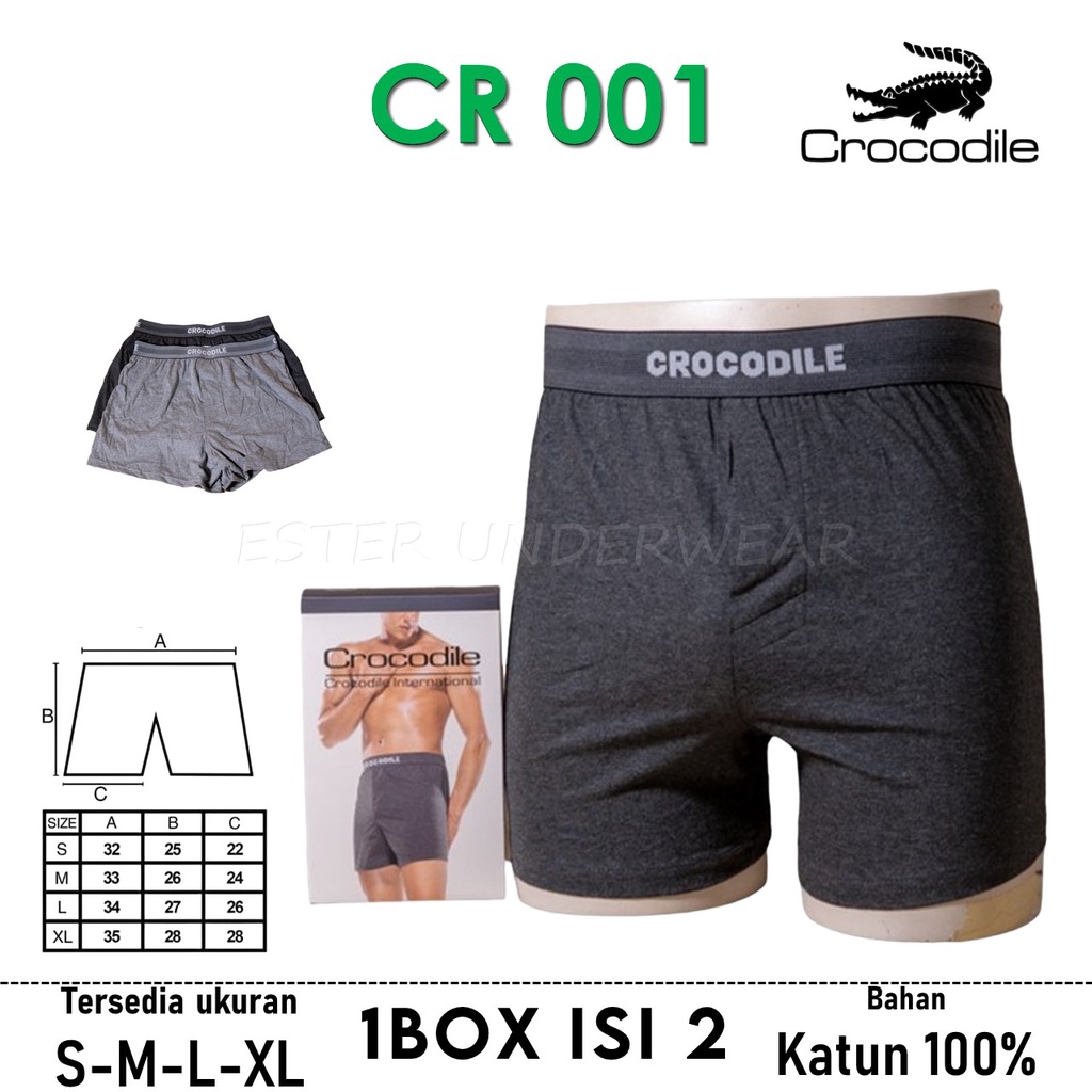 Celana Boxer Pria CROCODILE CR BX 001 Isi-2 Pcs/Pack