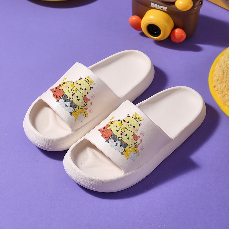 Sanlie Sandal Slop Anti Selip Anti Air / Sandal Wanita Slip On dengan Karakter Kucing V08 (K)