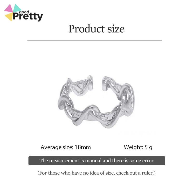 cincin Pembukaan bergelombang tidak teratur  cincin polos desain niche  cincin batu bulan yang modis dan indah - PD