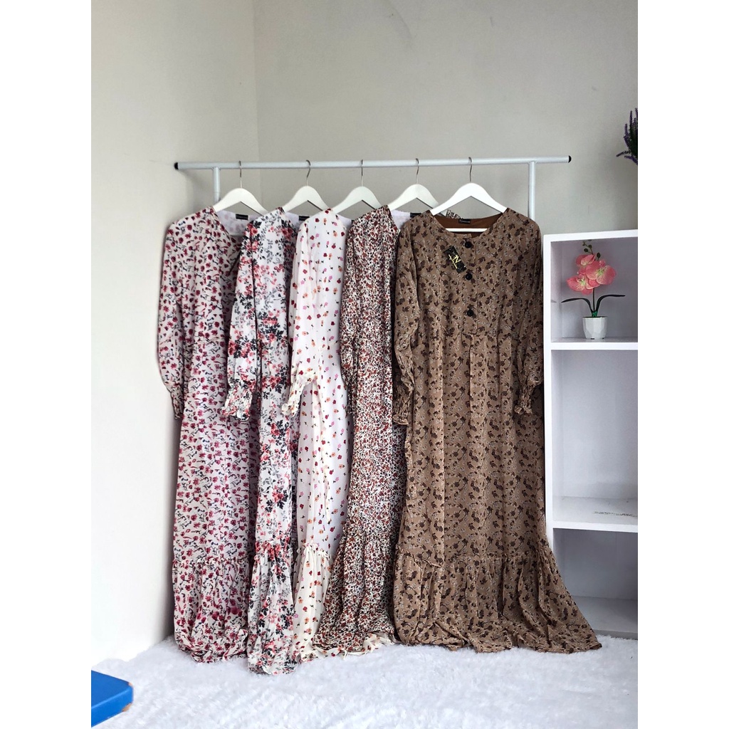 GAMIS CERUTY PREMIUM MOTIF BUNGA KANCING ATAS