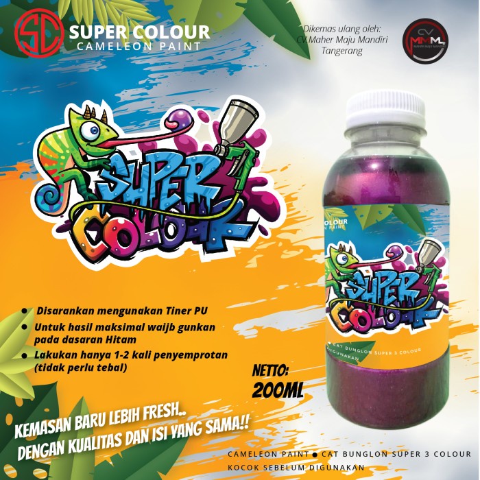 Cat Semprot Cat Bunglon 200Ml Tiga Warna Merah Biru Ungu Super Colour Bergaransi -