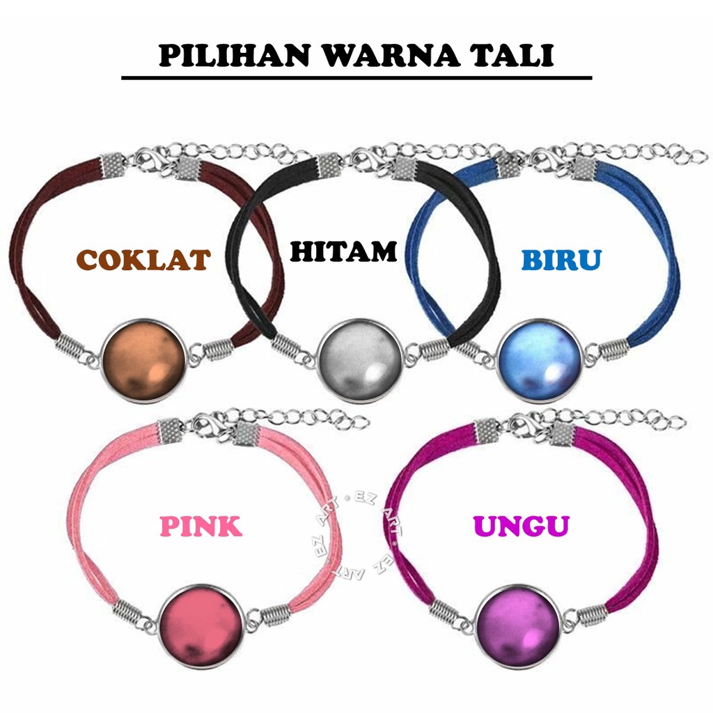 GELANG CUSTOM TALI SUEDE KACA BULAT CEMBUNG FREE REQUEST INISIAL NAMA GAMBAR INISIAL FOTO UNTUK WANITA PRIA