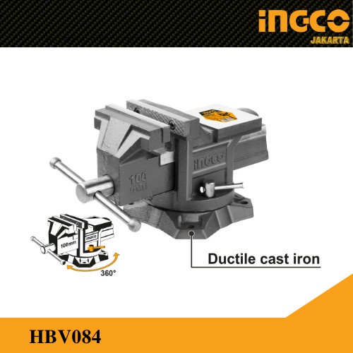Catok Ragum (4") / Bais Meja Putar / Tanggem Bench Vice Ingco Hbv084