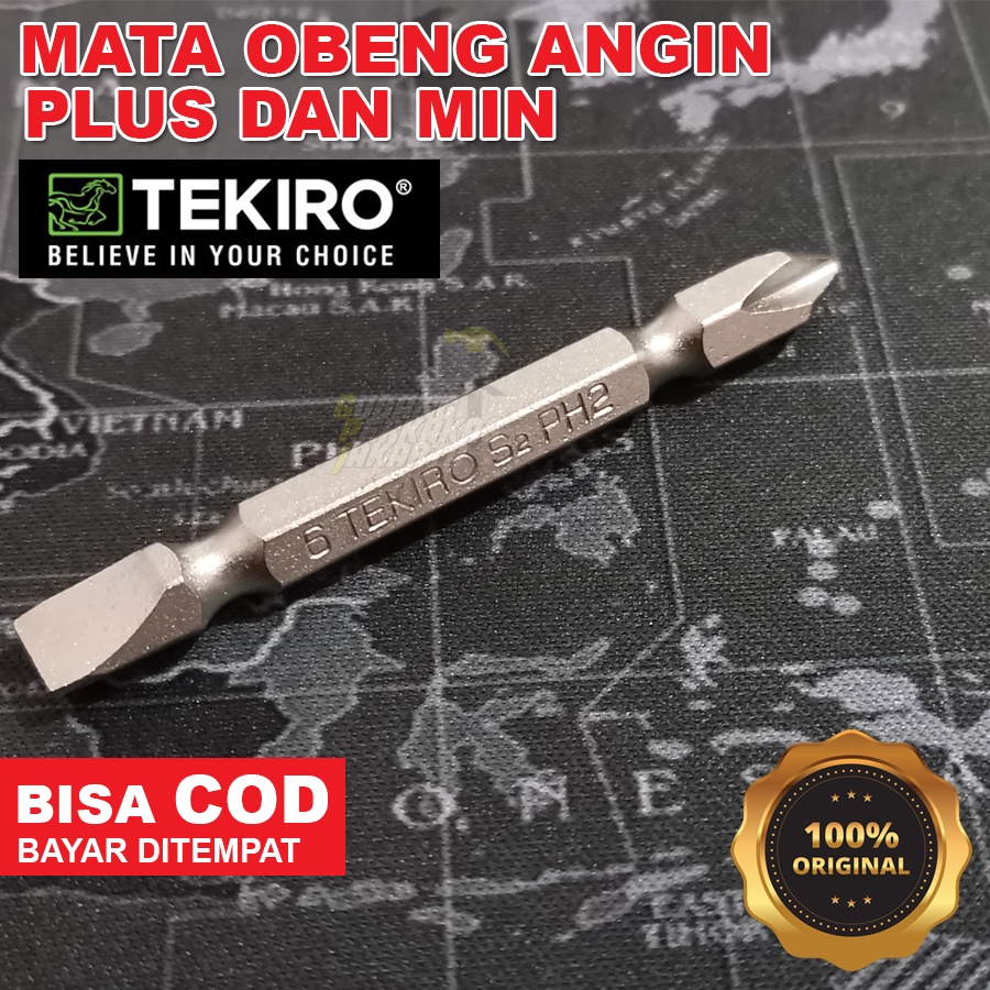 Jual Tekiro Mata Obeng Angin Plus Minus Ecer Double Ended Bit Ph