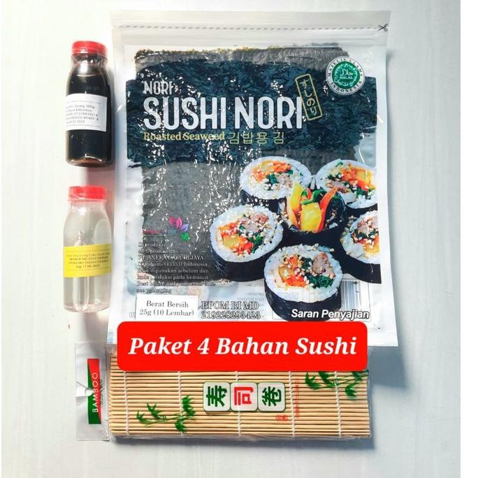 

Serbuuuu Paket 4 bahan sushi Nori bambu shoyu cuka beras halal kimbap bento soy sauce rice vinegar mentai 07Q
