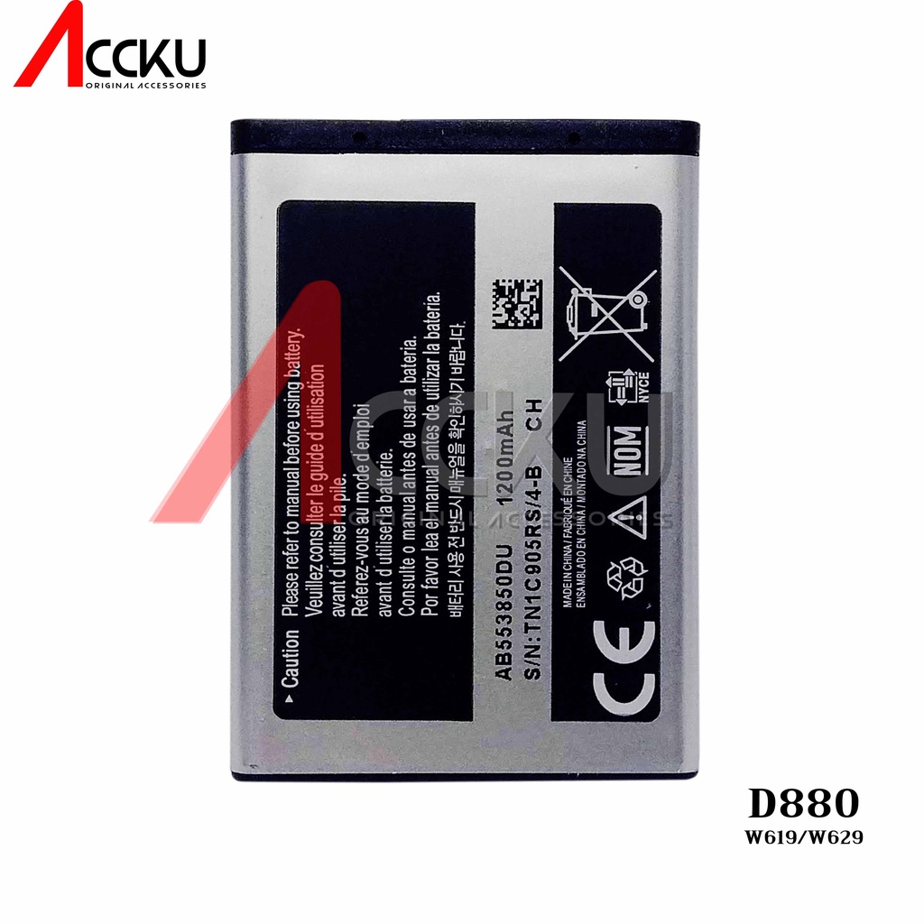 D880 - W619 - W629 - AB553850DUD880 100%Baterai Samsung GalaxyD880 - W619 - W629 - AB553850DUBatre Baterai BatterySamsung GalaxyD880