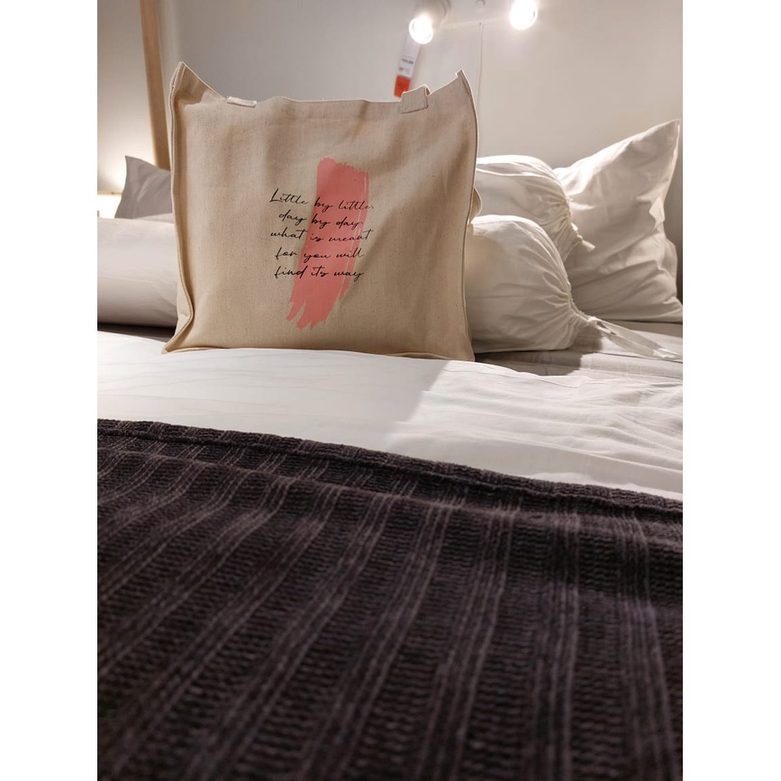 Tote Bag Kanvas Square Design Little by Little - Cocok untuk Sekolah, Kuliah, atau Kerja!
