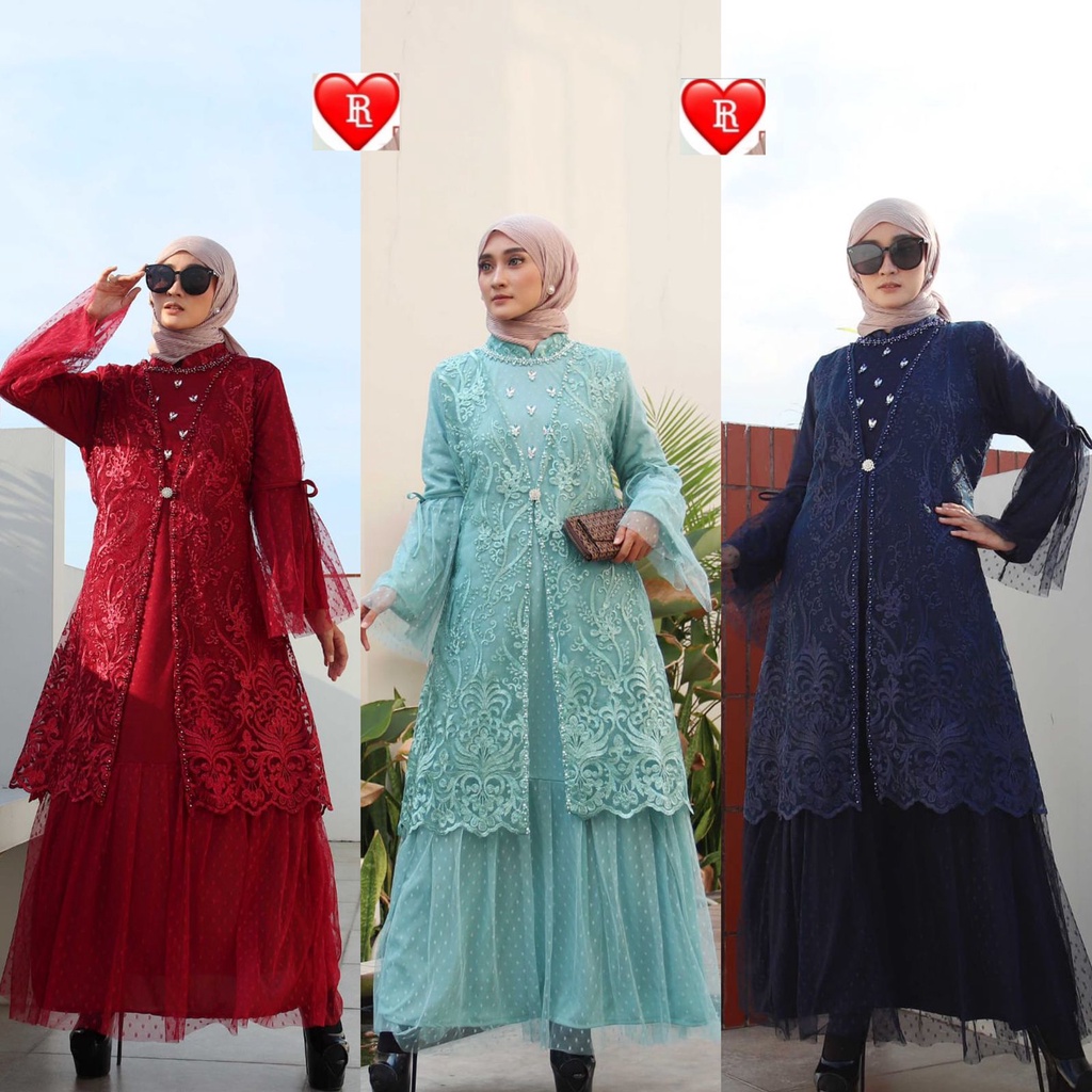 REDLOVE136 ( TERBARU )  GAMIS TILE PREMIUM BORDIR / GAMIS PESTA / GAMIS TILE DOTTY / GAMIS SAFA DRESS / DRESS KONDONGAN / GAMIS WISUDA / GAMIS MEWAH / GAMIS FULL BRUKAT / GAMIS SERAGAM