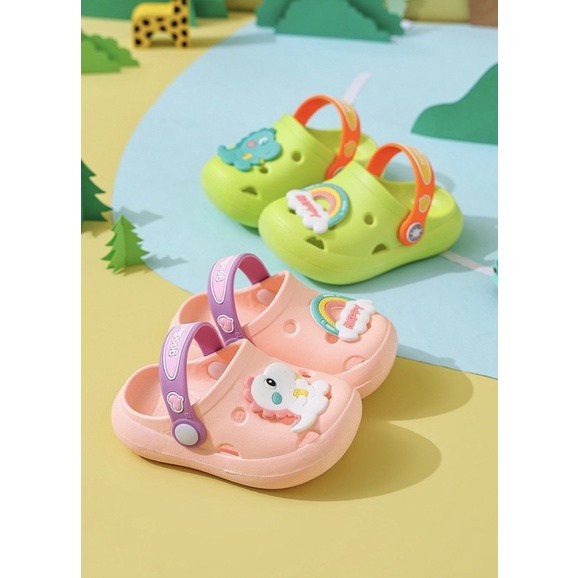 Sendal / Sandal Anak Laki Laki / Perempuan Cewek Cowok Dino Rainbow Kids Shoes / Children Shoes  1 - 5 Tahun as