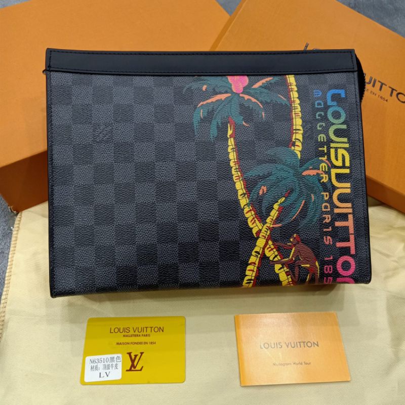 Clutch LV Damier Black Handbag Tas Tangan Mirror Quality Import