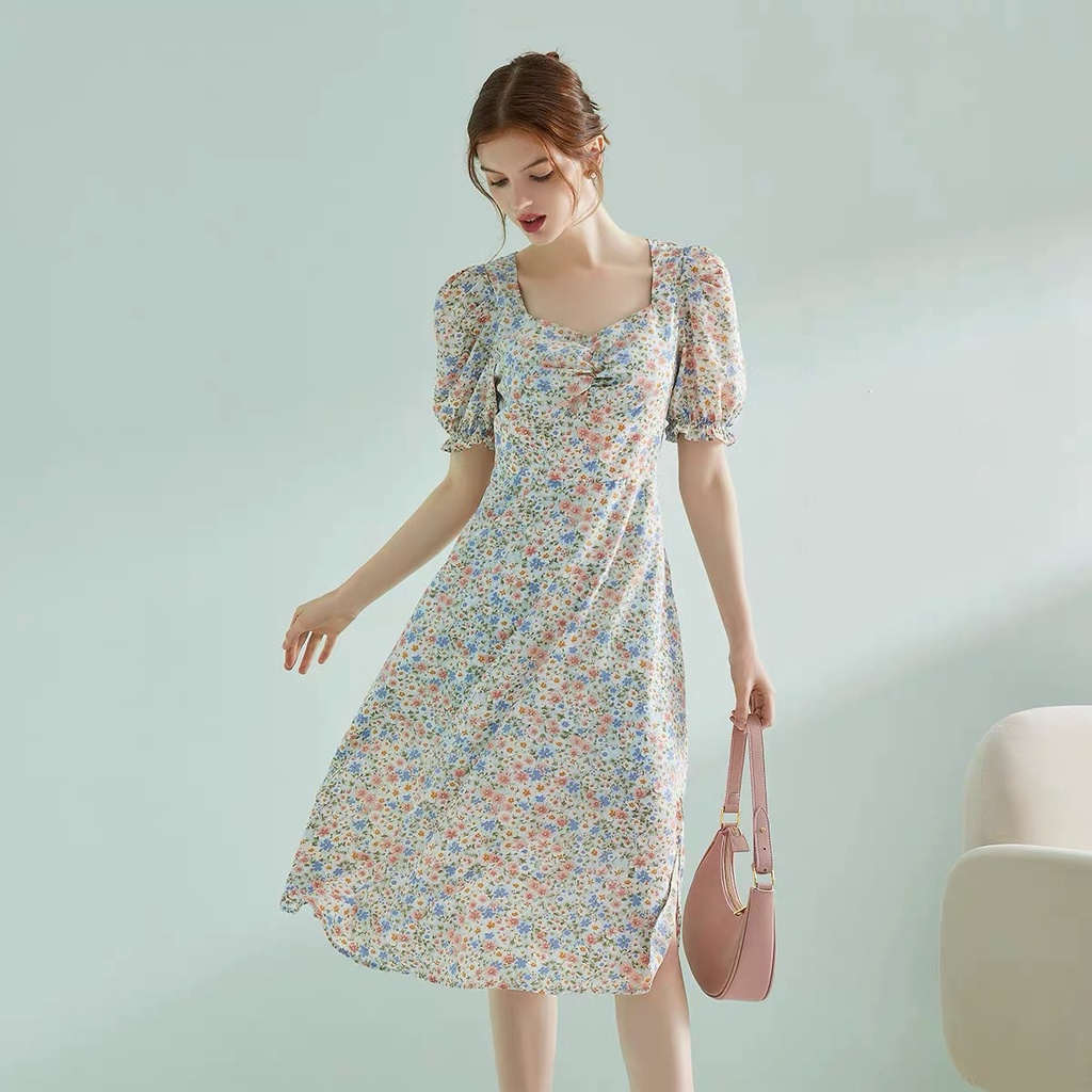 SHEIN dress floral midi dress summer dress bigsize korea Vintage