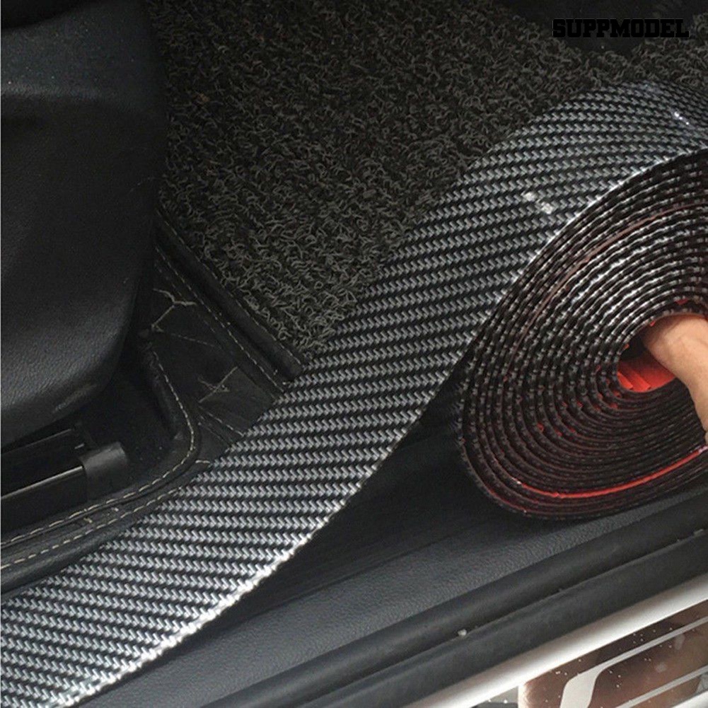 Sm - Stiker Strip Karet Pelindung Bumper Pintu Mobil Anti Baret Motif Carbon Fiber 3x100cm