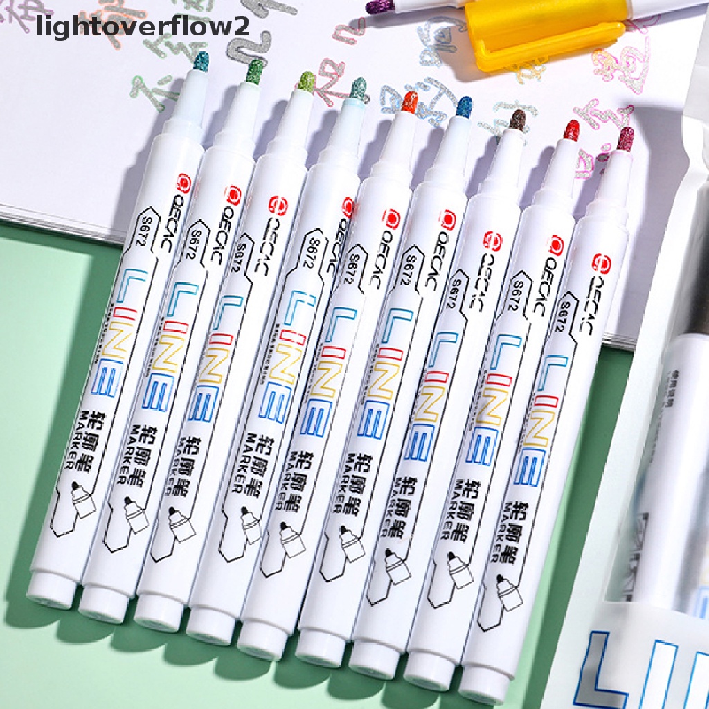 (lightoverflow2) 8 / 12pcs / Set Spidol marker Garis Ganda Untuk Dekorasi diary / Pelajar