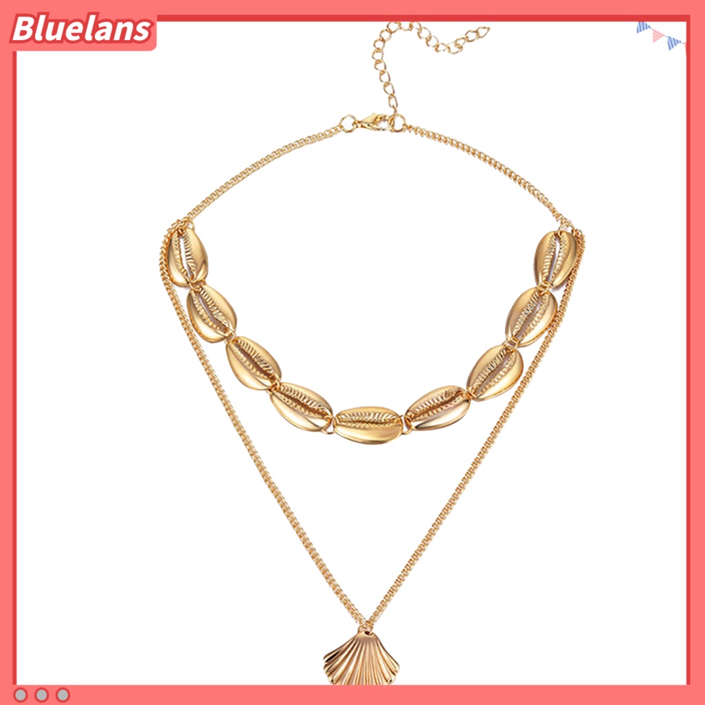 Bluelans Bohemian Women Summer Beach Double Layer Sea Shell Choker Necklace Jewelry Gift