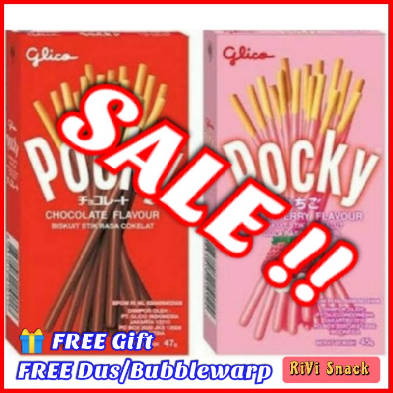 [PROMO] BISKUIT STIK SALUT COKLAT STRAWBERRY GLICO POCKY REGULER BESAR