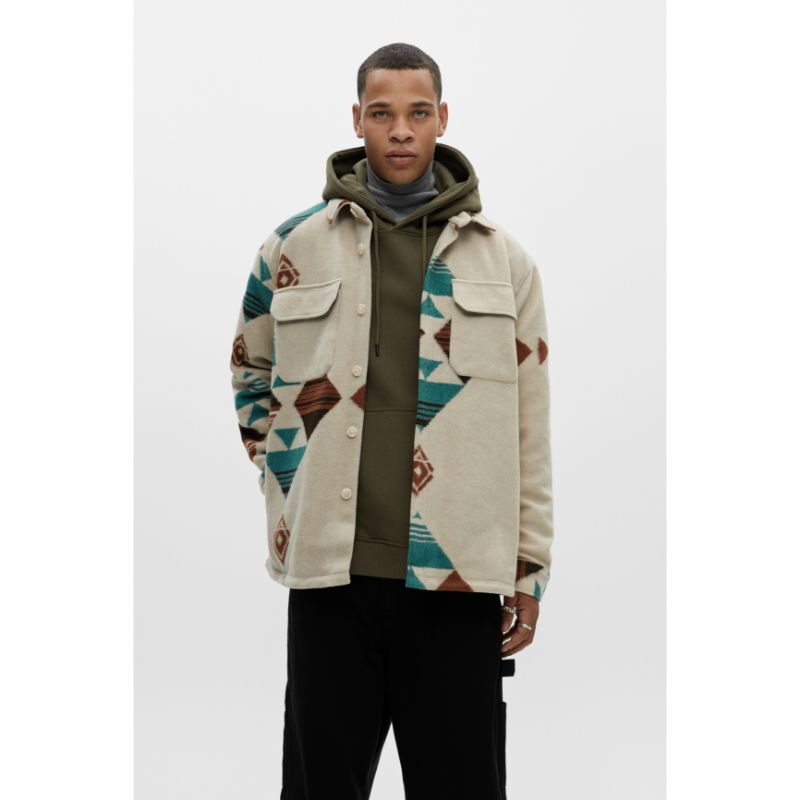 Geometric Print Overshirt Pull&Bear Shirt Jacket Motif P&B New Original
