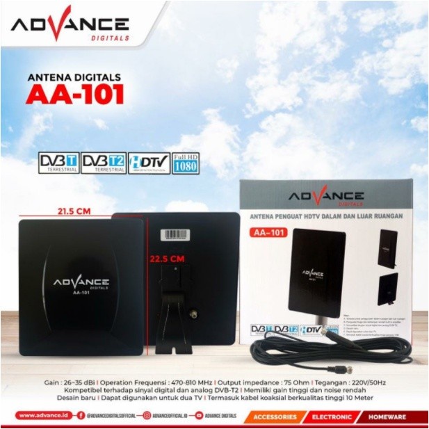 Advance Antena TV Digital Analog DVB-T2 HDTV Indoor Outdoor AA-101