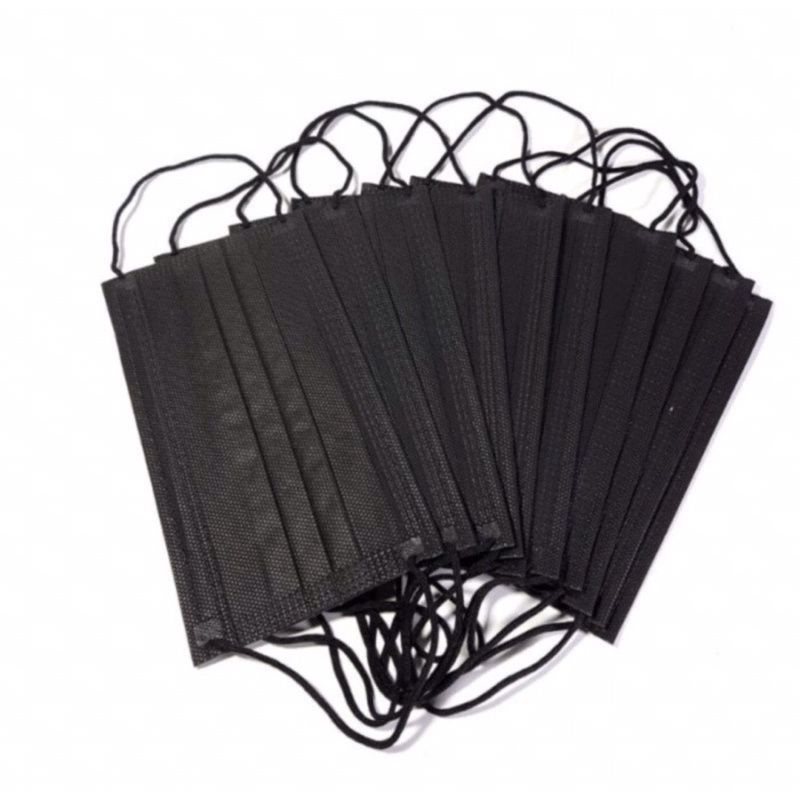 MASKER EARLOOP ONE CARE 3 PLY FULL BLACK PREMIUM DISPOSABLE FACE MASK ISI 50 PCS