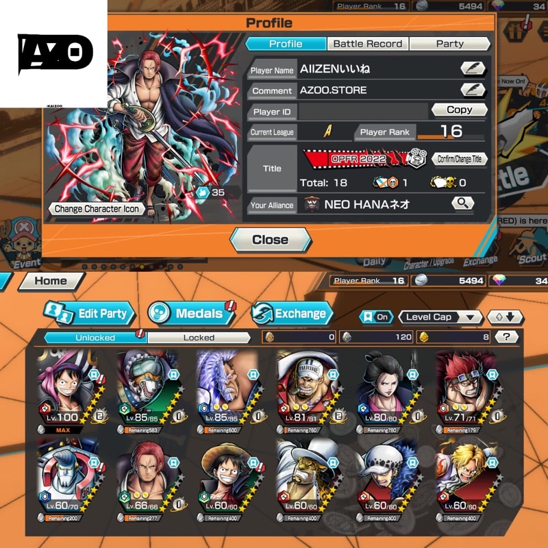 Jual POSTER Akun One Piece Bounty Rush(AKAINU B5,SHANKS V3) Shopee