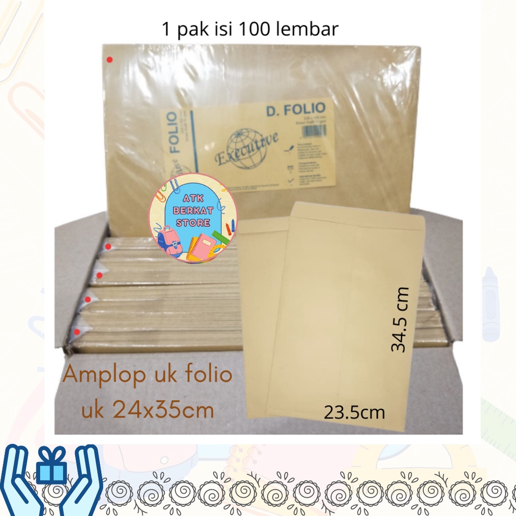 

[100pcs] amplop coklat ukuran Folio F4