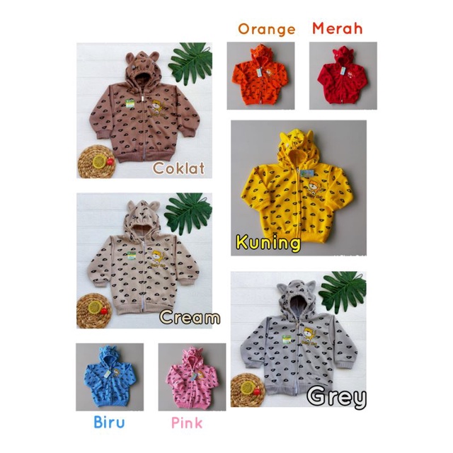 [0-2th] Jaket anak Bayi laki laki perempuan Bahan Sweater Mantel Bayi Hangat Kupluk Kuping motif kucing cat Anak Usia 0-2 TAHUN ZHAFIRA Baby And Kids