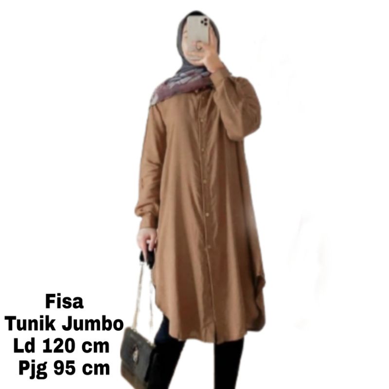 Tunik wanita Jumbo Polos XXL LD 120 Cm Terbaru 2023 Busui Bahan Moscrepe . Atasan Wanita Oversize Viral Baju Kemeja Tunik Cewek Dewasa Big Size Kekinian Murah Fisa