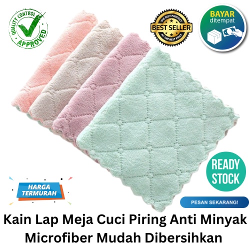 [BISA COD] PROMO Kain Lap Meja Cuci Piring Gelas Anti Minyak Bahan Microfiber Mudah Dibersihkan Kain Lap Dapur Serbet Serap Air Murah Berkualitas