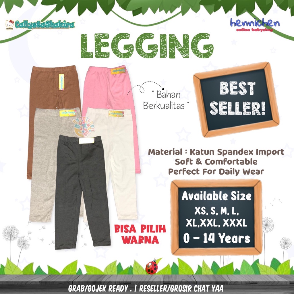 BISA PILIH WARNA Legging Callysta Leging Polos Bayi dan Anak HIGH QUALITY Legging Panjang Legging Pendek Celana Anak Polos