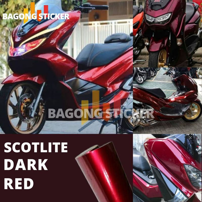 Sticker Scotlite Motor Merah Tua Candy Scotlite Dark Red untuk motor PCX