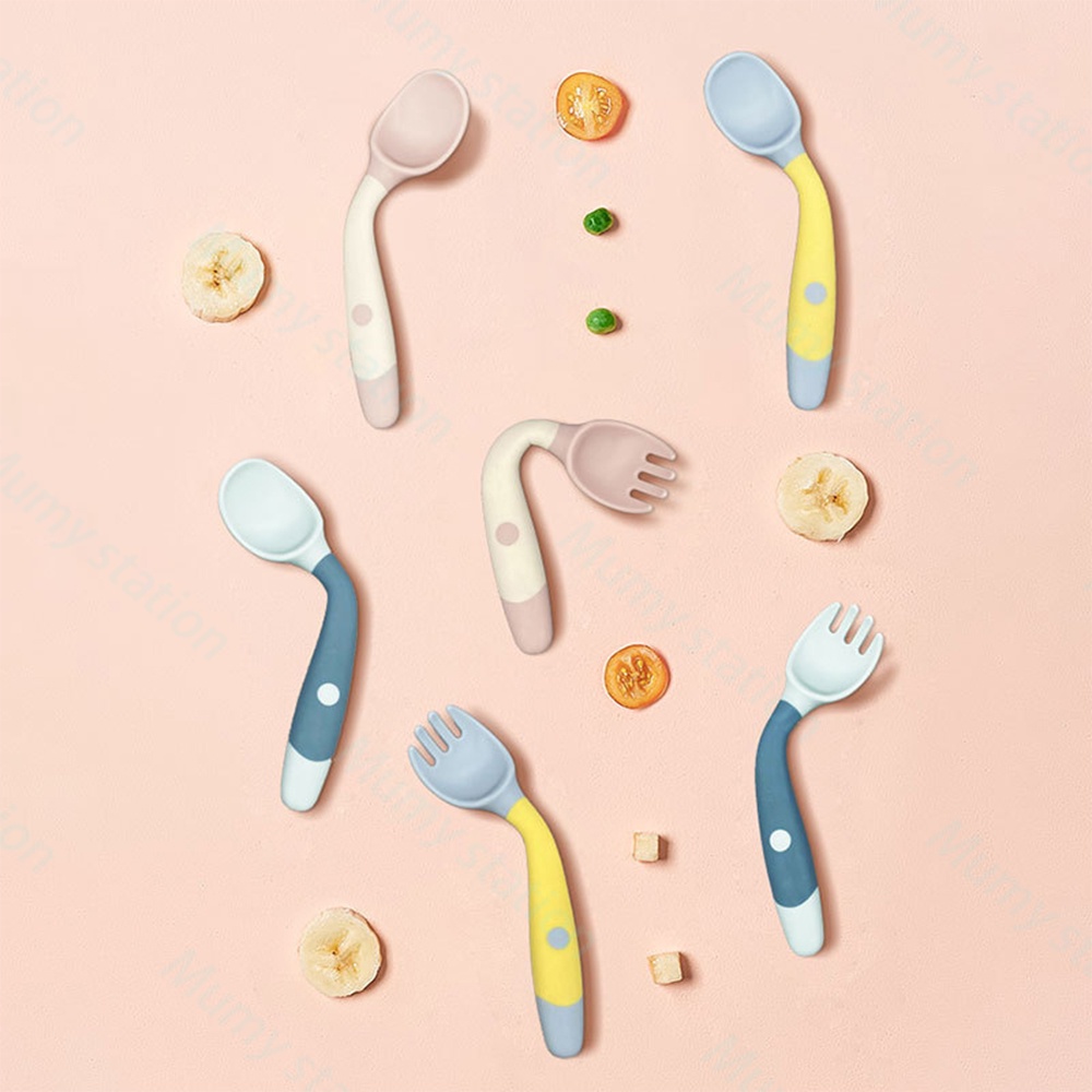 Mumystaion Sendok Garpu makan bayi silikon baby spoon fork