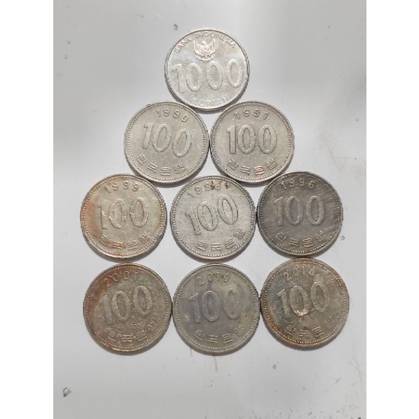 koin korea set 100 won - 8 keping beda tahun